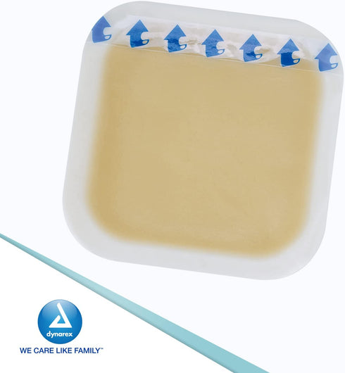 Dynarex DynaDerm Hydrocolloid Dressings, Sterile Moist Bandages Used for All Kinds of Wounds, 6" x 6", Thin & Latex-Free, Peel-Down Patches - 1 Bo...