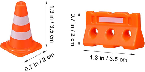 Gadpiparty 24pcs Mini Traffic Cones Plastic Fence Roadblock Signs Playset Construction Road Cones Tiny Marker Cones Roadblock Cone Models Educatio...