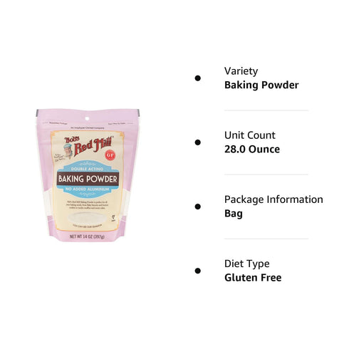 Bob's Red Mill Baking Powder 14 oz (2 Pack) - Double Acting Baking Powder - No Added Aluminum - Baking Powder Double Pack (14 oz each, 28 oz total...