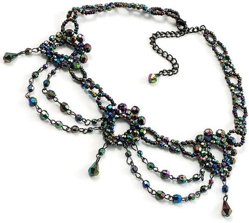 Peacock Victorian Beaded Choker...