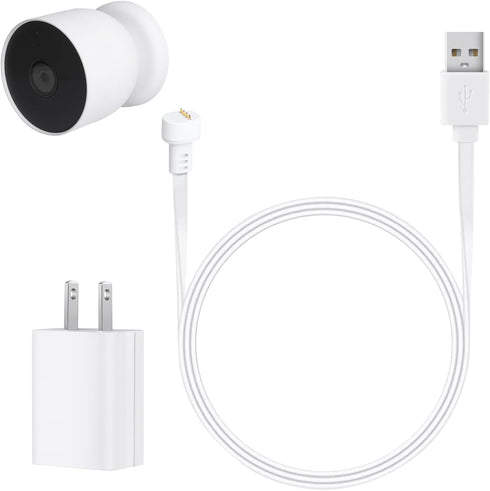 Power Adapter for Google Nest Cam Outdoor or Indoor, Battery - 10ft/3m Flat Weatherproof Outdoor Charging Cable Provide Continuous Power Supply fo...