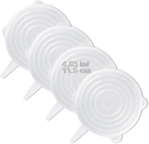 4 Pack Same Size Silicone Stretch Lids, Thicker Reusable Sturdy Silicone Container Cover, Expandable Food Storage Covers, Dishwasher and Freezer S...