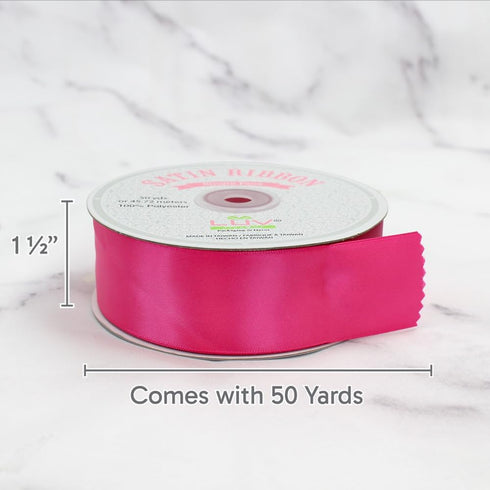 Creative Ideas PSF1102-175 Solid Satin Ribbon, 1-1/2"/50 yd, Hot Pink...