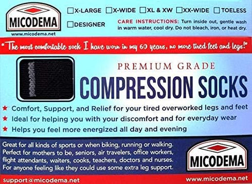 Compression Socks Men Wide Calves - Thick Diabetic Sock. Ankle and Arch Support, Large Feet and Legs, Firm Gradient Pressure. red gray black...