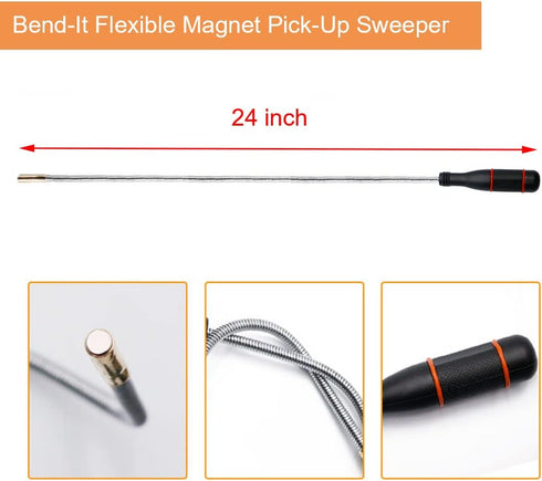 4 Pack Telescoping Magnet Pick-up Tool Set - Retrieving Telescoping Magnet Pickup Tools, Telescoping Inspection Mirror, Bendable Spring Magnet Sti...