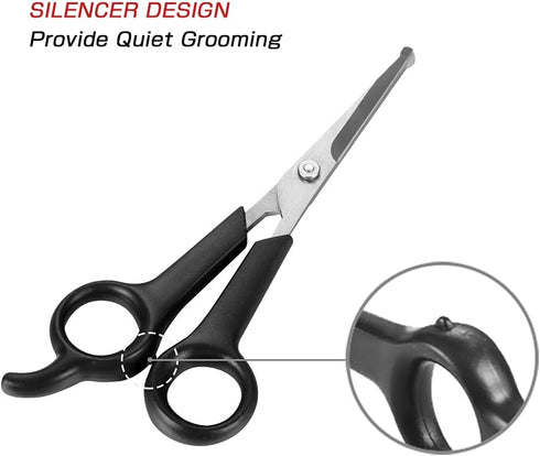 Chibuy Pet Grooming Scissors Set for Dogs & Cats with Safety Round Tips Dog Eye cut Stainless Steel Dog Grooming Scissors Kit, Home Professional P...