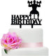 Black Acrylic Dumbbells Happy Birthday Cake Topper, Sports Theme Birthday Cake Topper (Dumbbells)...