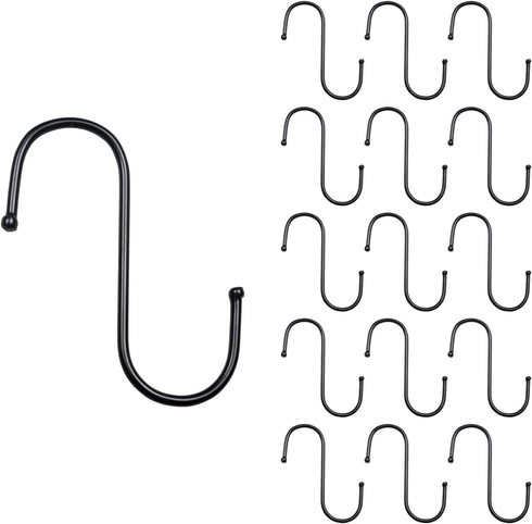 TWOMEM 3.7 Inch S Hooks 15 Pack for Hanging Large Electroplating Finish Non Slip Steel S-Shaped Hangers for Kitchen Plants Pots Pan Cups Towels Ut...