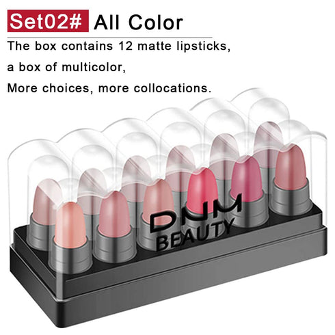 evpct 12Pcs Capsule Pills Lipstick Mini Matte Lipstick Sets for Women labiales mate 24 horas originales Dark Brown Red Nude Small Candy Lipstick S...