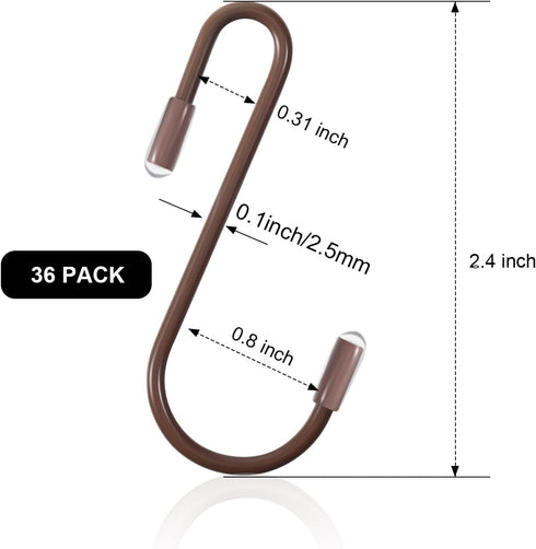Hotop 36 Pieces S Hooks for Hanging 2.4 Inch Heavy Duty S Shaped Hook Rack Metal Non Slip Hanger for Stocking Kitchen Pot Utensils Closet Wire Bat...