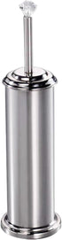 Home Basics Stainless Steel Toilet Brush Holder with Diamond Top, for Bathroom Storage – Heavy Duty, Deep Cleaning, Silver...