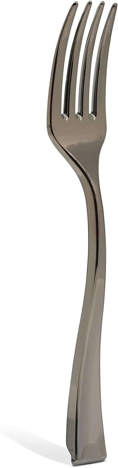 Premium Mini Disposable Silver Plastic Spoons and Forks for Dessert and Appetizers | Small Cocktail Spoon and Fork Serving Set (40 Piece Bundle) |...