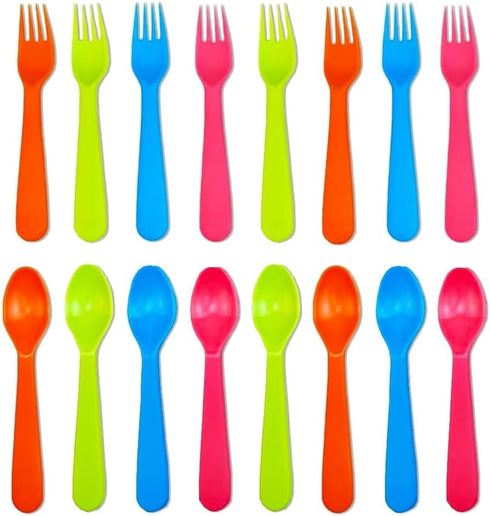 16 Pcs Kids Utensils Set, Plastic Kids Forks and Spoons Set, Reusable Toddler Utensils Kids Silverware Cutlery Set, Durable Flatware Set for Lunch...