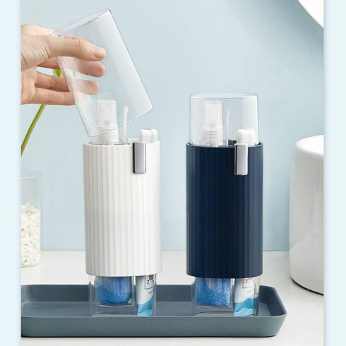 6 In 1 Travel Toothbrush Cup Multifunctional Travel Bottle Set Portable Business Trips Toothpaste Case Holder Multi-layer Container Storage Box Or...