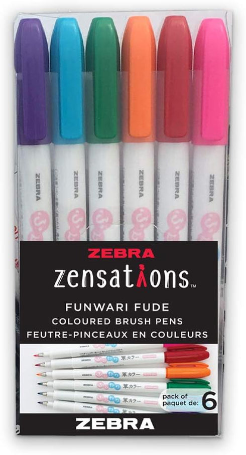ZEBRA PEN Brush, Point, Assorted Colors, 6-Count Zebra FUNWARI Pen ST 6/PKG, 6-Pack...