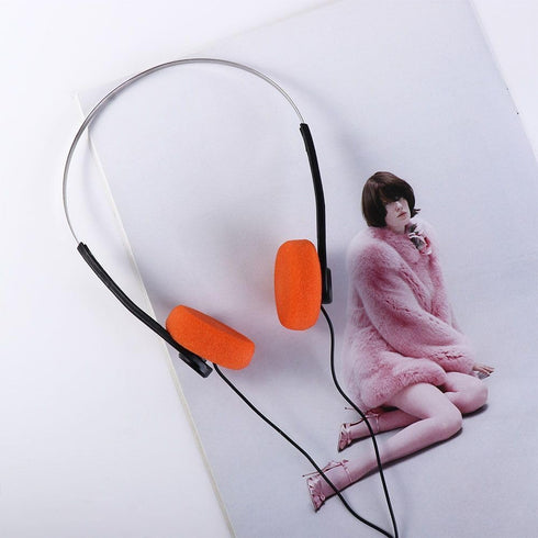 Orange Retro On Ear Headphones, Wired Stereo Headphones, Walkman Headphone, Lightweight Portable Headphone with Adjustable Headband 1 Piece......