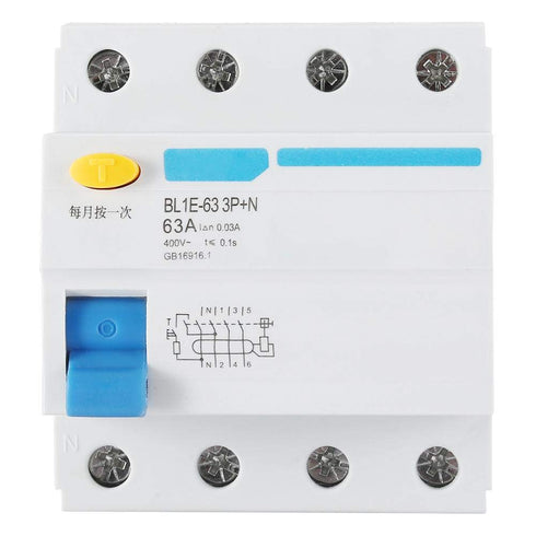 YWBL-WH BL1E-63 Current Circuit Breaker 3P+N 63A RCCB 230V 30mA Leakage Overload Short Circuit, Breaker...