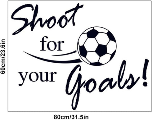 Soccer Stickers, “Shoot for Your Goals” Wall Art Soccer Ball Stickers Decals for Kids Room, Football Vinyl Sticker for Boys Bedroom Playroom Livin...