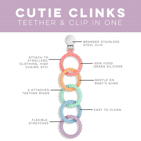 Ryan & Rose Cutie Clinks Attachable Teether Chew Toy for Babies (Mosaic)...