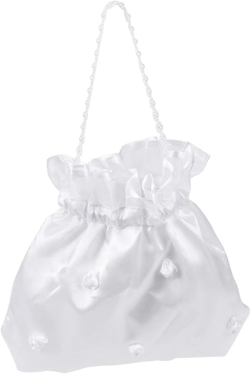 Satin Money Bag Bridal Wedding Dolly Bag Party Handbag (White), 1...
