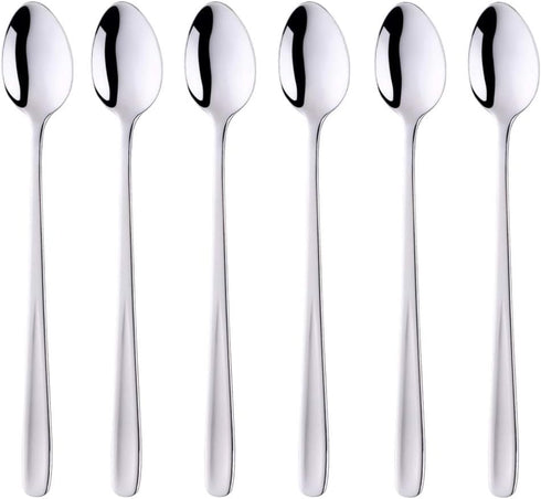 Buyer Star Long Handle Iced Tea Spoons Set of 6, 8 inch 18/10 Coffee Spoon Sets for Mixing, Cocktail Stirring, Tea, Coffee, Milkshake, Cold Drink...