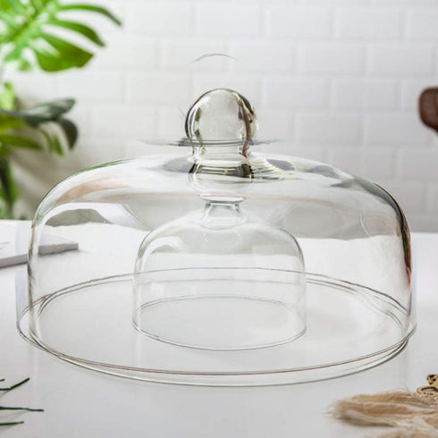 HEMOTON Glass Cake Dome Clear Cloche Dome Cake Display Cover with Knob Handle Size XL...