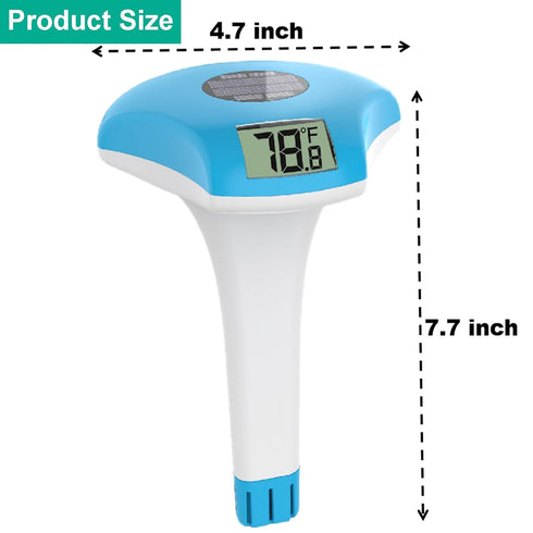 Pool Thermometer Floating Easy Read, Solar Powered Digital Pool Thermometer, IPX-8 Waterproof, Digital Temperature Gauge with Rope for Swimming Po...