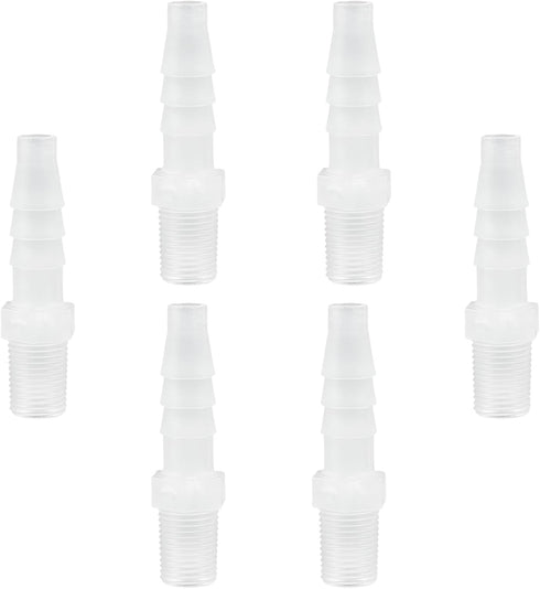 6 Pcs Plastic Hose Barb Reducer Fitting,1/4" Barb X 1/8" NPT Male Connectors Joint Splicer Mender Barbed Reducing Union Adapter Connector Pipe Fit...