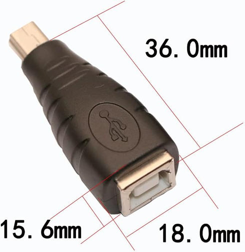 USB 2.0 Type B to Mini USB 5-Pin Type B Female/Male Adapter - 2 Pack...