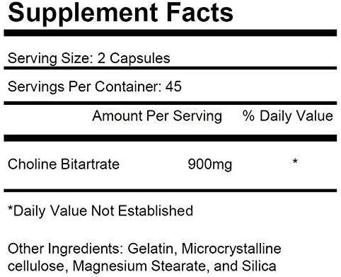 2 Bottles Choline Bitartrate 900mg Per Serving 180 Total Capsules KRK Supplements...