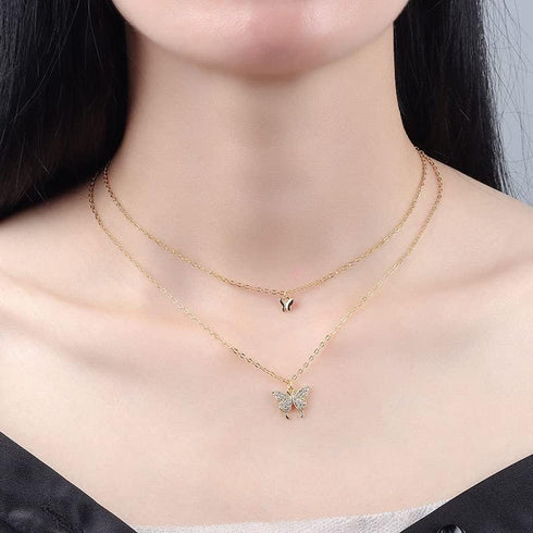Silver Butterfly Necklace for Women Layered Rose Gold Butterfly Necklace Gold Butterfly Choker Necklace Purple Butterfly Pendant Necklace Silver B...