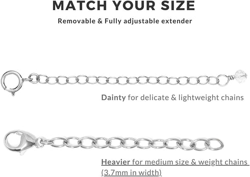 Necklace Bracelet Extender for Women Men - 14K Gold Filled or 925 Sterling Silver, Medium Size Chain, Jewelry Extension, Durable Strong Removable,...