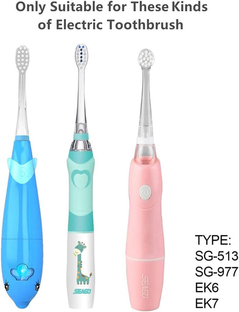 SEAGO Toothbrush Replacement Heads - SG977 SG513-8 Pack SEAGO Kids Toothbrushes Heads for Toddlers - Compatible with SEAGO Electric Toothbrushes K...