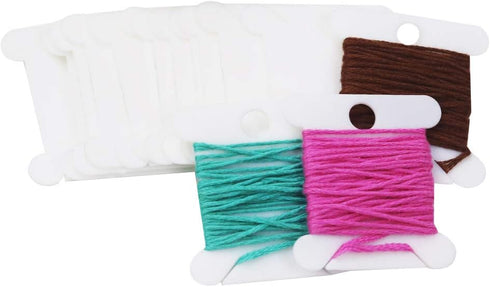 Floranea 50 Pcs Floss Bobbins for Cross Cotton White Stitch Thread Holder Card Embroidery Floss Organizer for Craft Art DIY Sewing Storage Accesso...