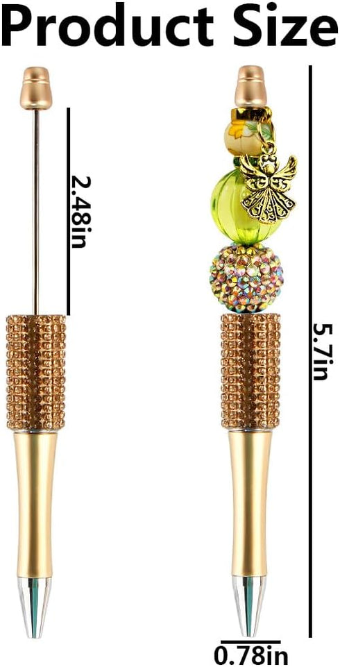 12Pcs Diamond Beadable Pens Bulk Colorful Beaded Pens Plastic Black Ink Bead Pens Ballpoint Pens Pen Making Kit DIY Pens...