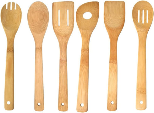 Home Basics 6 Piece Bamboo Kitchen Cutlery Tool Set, Natural, 2.5 x 12 x 0.25...