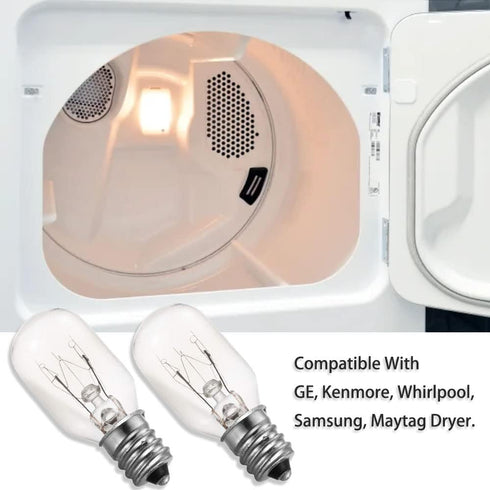 WE05X20431 Dryer Light Bulb - 120V 15W Dryer Drum Light Bulb Replace WE4M305 Fit for GE Kenmore Whirlpool Samsung Maytag Clothes Dryer, 2 Pack, 2700K