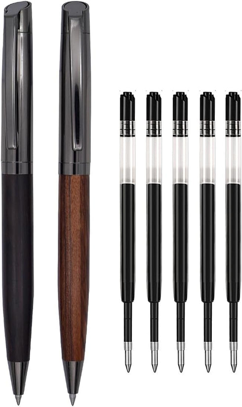 Wood Ballpoint Pen Set Elegant Fancy Writing Pens Wooden Pen Black Ink Pens Graduation Gift Pen with 4 Extra Refills...