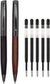 Wood Ballpoint Pen Set Elegant Fancy Writing Pens Wooden Pen Black Ink Pens Graduation Gift Pen with 4 Extra Refills...
