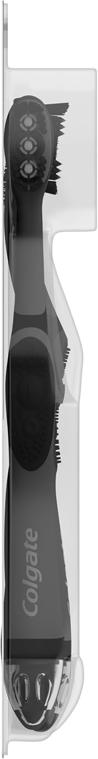 Colgate 360 Vibrate Charcoal Battery Operated Toothbrush Pack, Soft with 1 AAA Battery Included, Black, 2 Count...