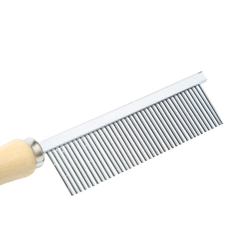 Silver Dog and Cat Combs For Grooming Long Haired Cats and Dogs - Pet Dog Cat Comb Stainless Steel Pin Teeth Wooden Handle Grooming Fur Hair Brush...