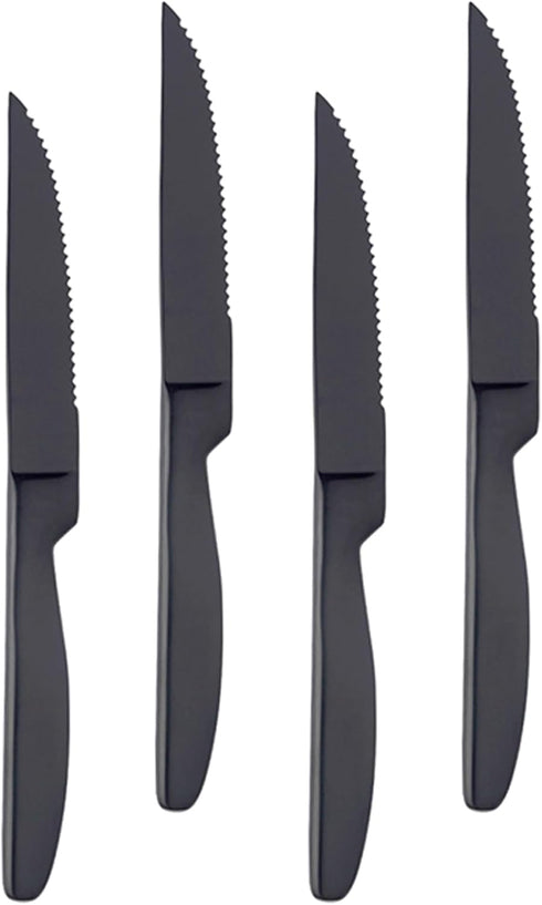 Steak Knife Set, 4-Piece Serrated Black Steak Cutlery Steak Knife, Stainless Steel Steak Cutlery Knife for Home, Restaurant, Hotel, 22cm...