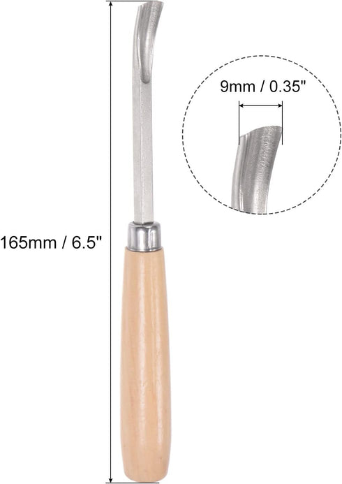 uxcell Wood Chisels Carving Knife, 10mm Chrome Plated 45# Carbon Steel Curved Half-round Tip Woodworking Hand Tool Graver 165mm (6.5-Inch) Length...