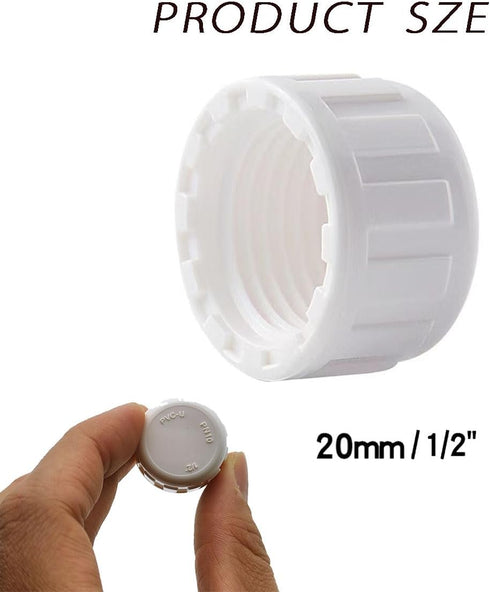 15PCS PVC Round Female Thread Hose Connector 1/2PT Pipe Fitting Cap Pipe End Cap Plug for Plumbing Applications, Perfect for DIY Projects, Pipe Re...