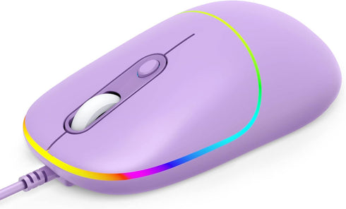 Wired Mouse, LED Computer Mouse Wired, 4 Adjustable DPI up to 6400 Ultra Silent Mouse, Optical Tracking USB Mouse Soft Rubber Corded Mouse for Lap...