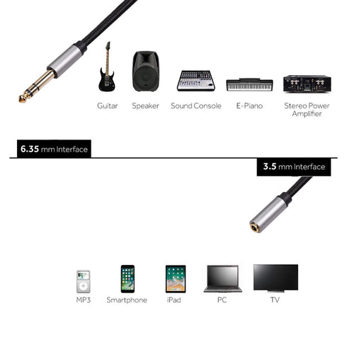 1/4 to 1/8 Headphone Cable Adapter, TRS Auxiliary Aux Cord 6.35mm Male to 3.5mm Female Stereo Jack Audio Adapter for Amplifiers,Guitar, Piano, Hom...