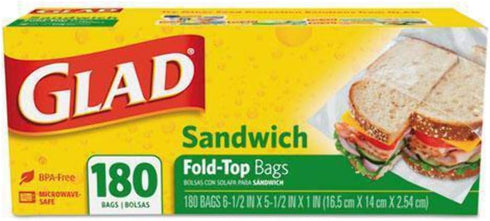 Glad Fold Top Sandwich Bags, Plastic Bags 180-Count...