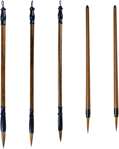 5pcs Calligraphy Brushes Painting Writing Brushes Watercolor Brushes Set Writing Sumi Hubi Maobi Drawing Watercolor Ink Art Kanji Painting Wooden ...