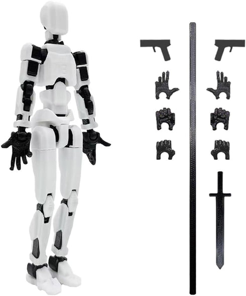 T13 Action Figure?Titan 13 Action Figure 3D Printed Multi-Jointed Movable Robot?Dummy 13 Multi-Jointed Action Figures?Birthday Gifts for Him?White...