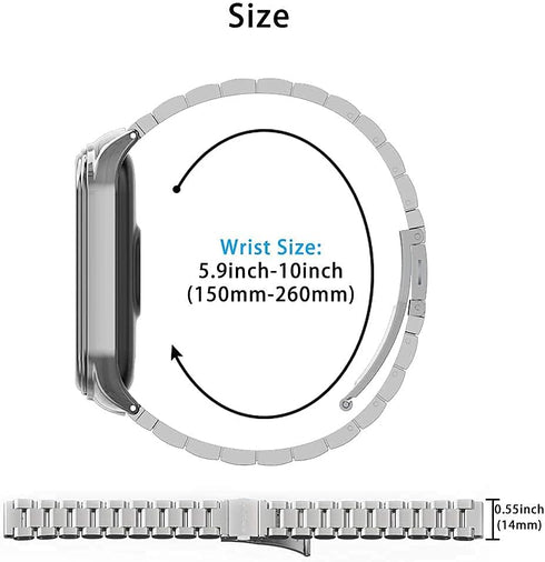 MIJOBS Strap for Xiaomi Mi Band 6 Mi Band 5, Metal Strap Compatible with Mi Band 4 Mi Band 3 Replacement Wristband Stainless Steel Watch Band for ...